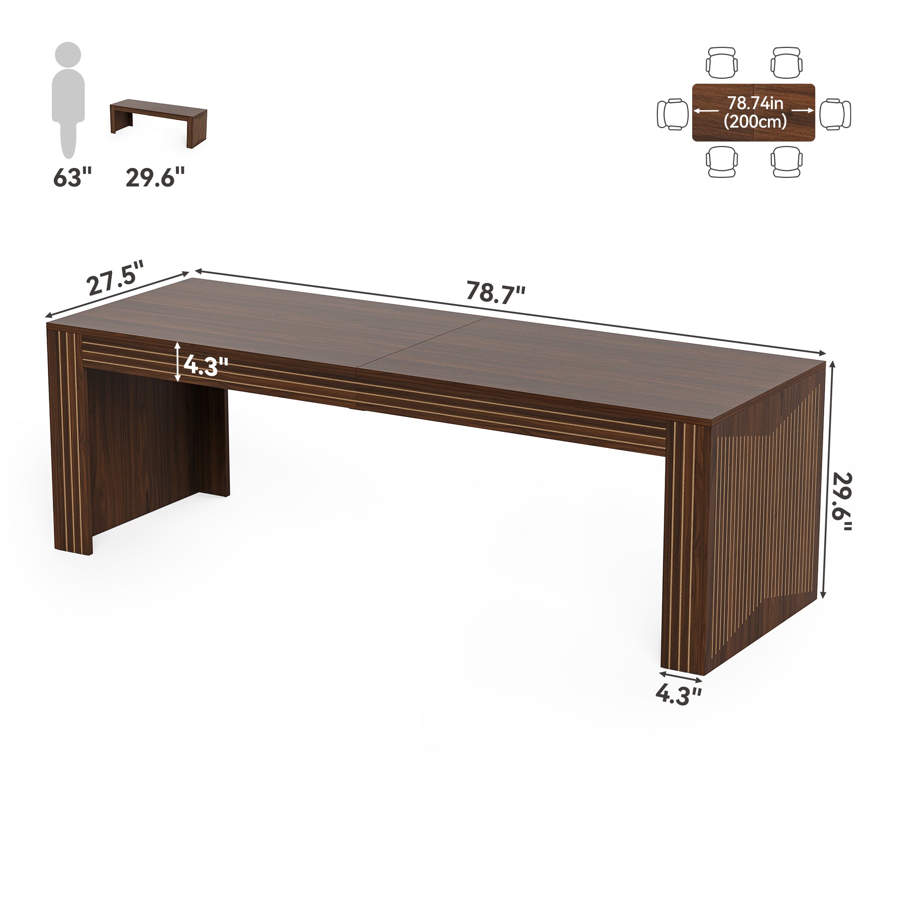78.7" Two Person Desk Double Computer Desk